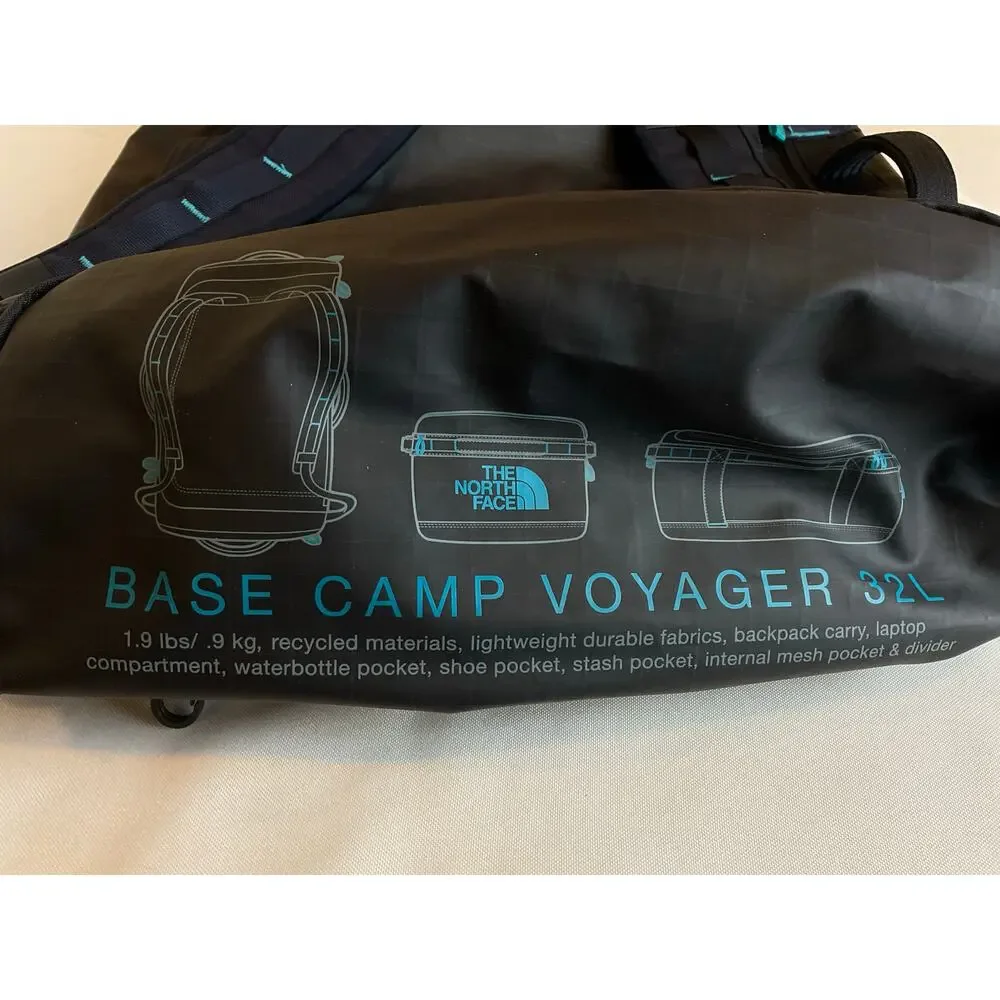 The North Face Base Camp Voyager 32L- Black with teal accent